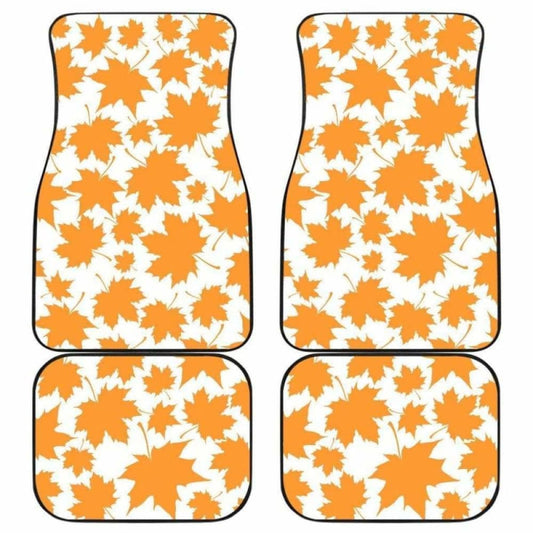 Orange Maple Leaf Pattern Front And Back Car Mats 174914 - YourCarButBetter