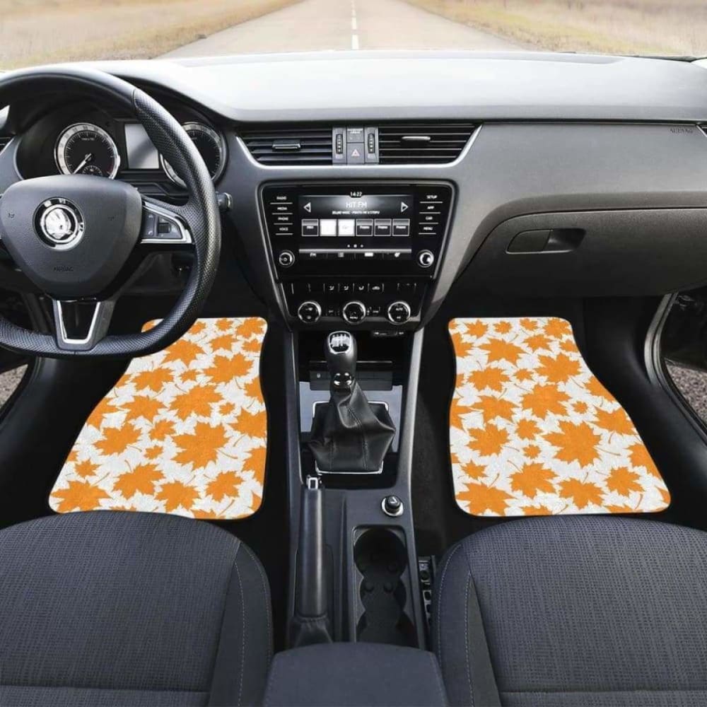 Orange Maple Leaf Pattern Front And Back Car Mats 174914 - YourCarButBetter