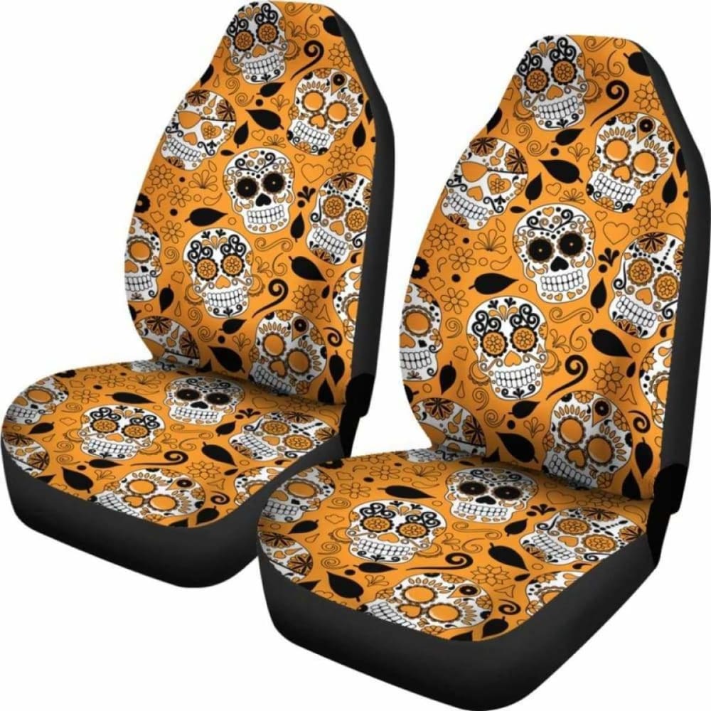 Orange Sugar Skull Car Seat Covers 172727