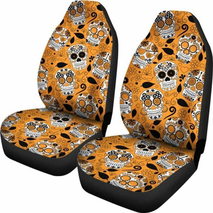 Orange Sugar Skull Car Seat Covers 172727