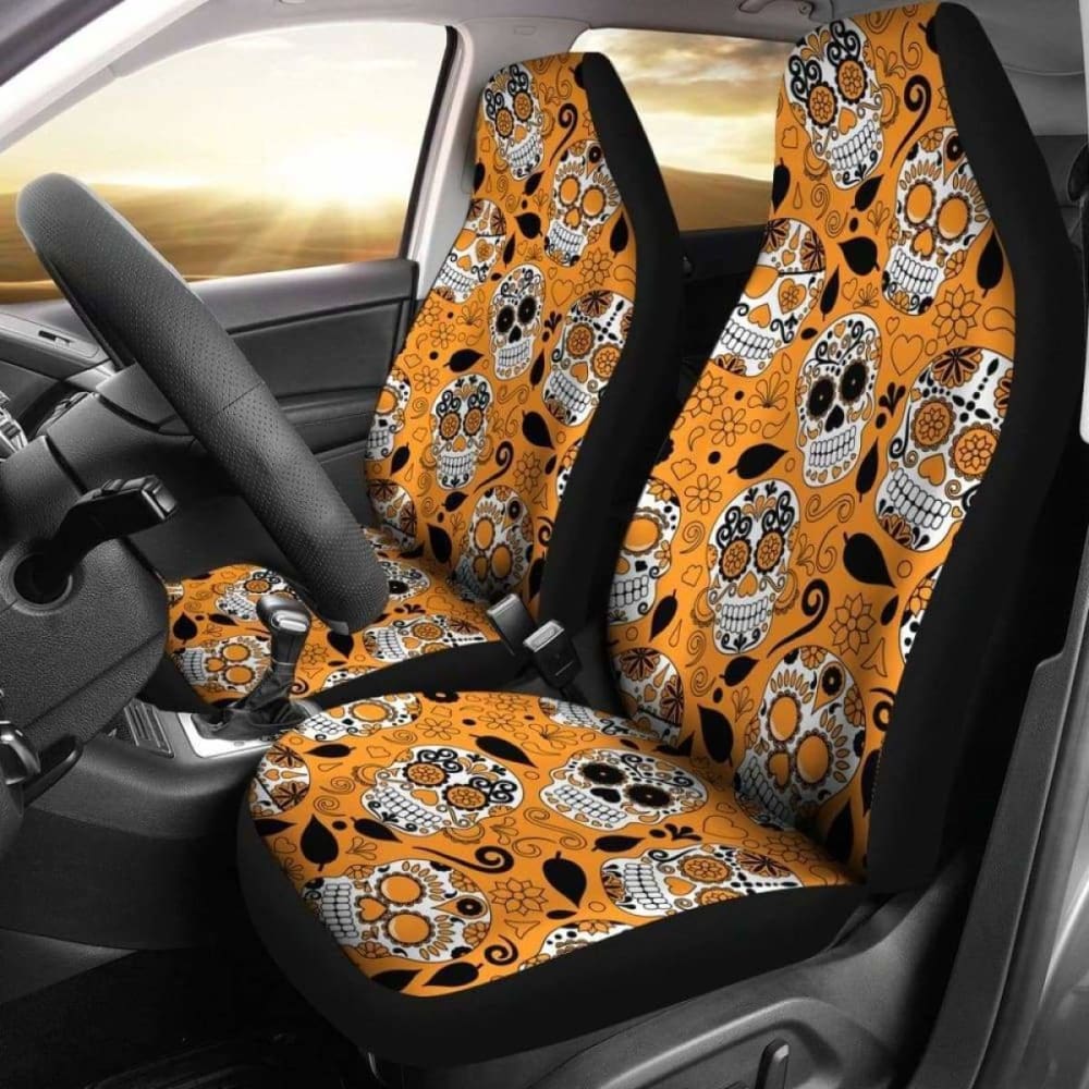 Orange Sugar Skull Car Seat Covers 172727