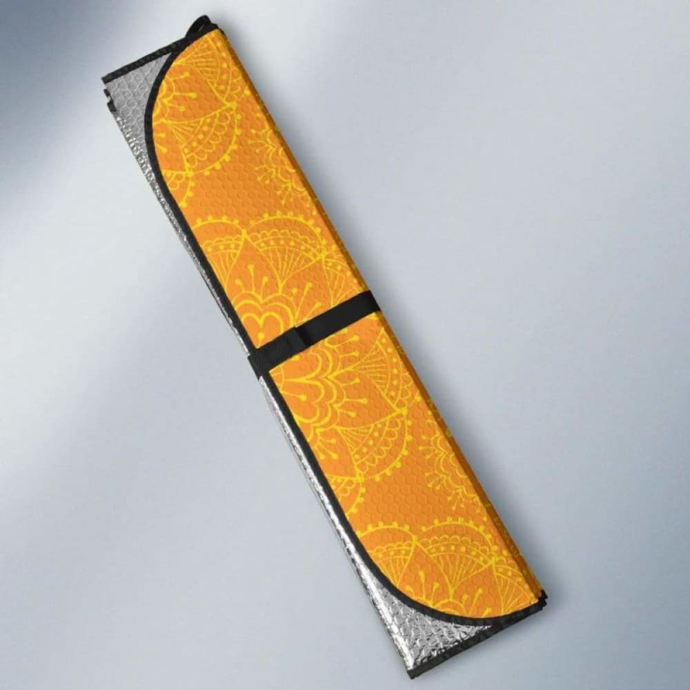 Orange Traditional Indian Element Pattern Car Auto Sun Shades 094201 - YourCarButBetter