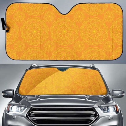 Orange Traditional Indian Element Pattern Car Auto Sun Shades 094201 - YourCarButBetter