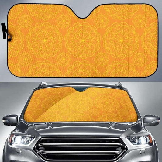 Orange Traditional Indian Element Pattern Car Auto Sun Shades 094201 - YourCarButBetter