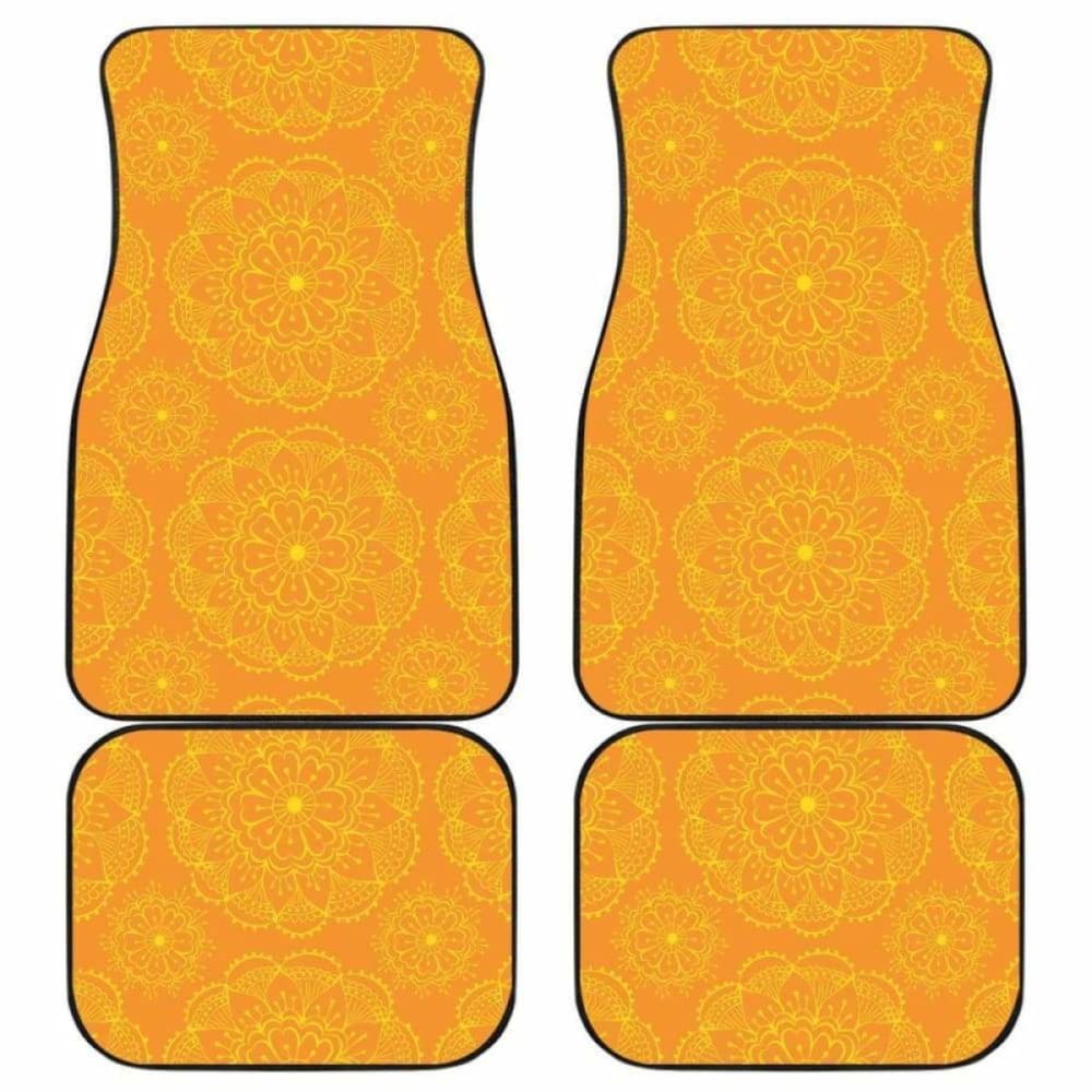 Orange Traditional Indian Element Pattern Front And Back Car Mats 094201 - YourCarButBetter