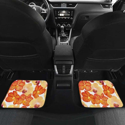 Orange Yellow Orchid Flower Pattern Background Front And Back Car Mats 174914 - YourCarButBetter