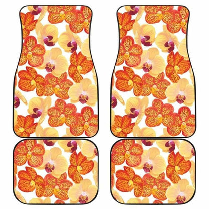 Orange Yellow Orchid Flower Pattern Background Front And Back Car Mats 174914 - YourCarButBetter