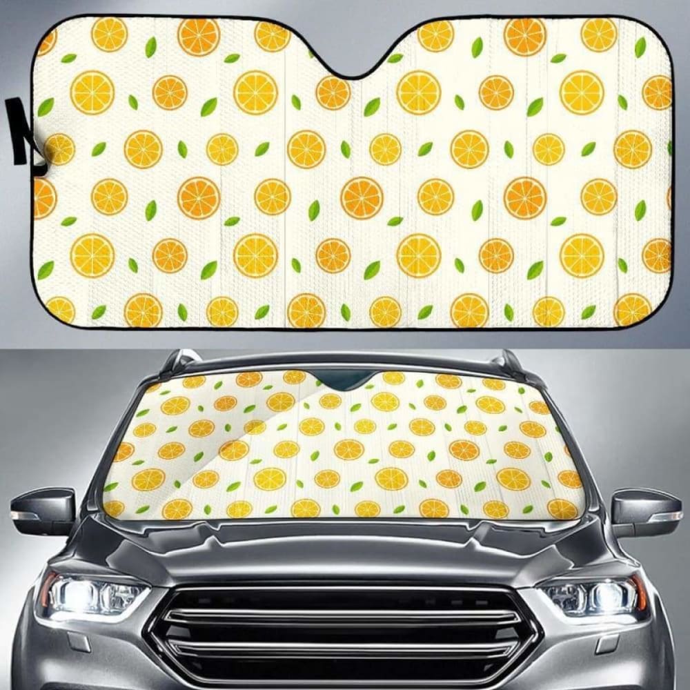 Oranges Leaves Pattern Car Auto Sun Shades 182102 - YourCarButBetter