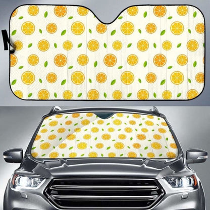 Oranges Leaves Pattern Car Auto Sun Shades 182102 - YourCarButBetter