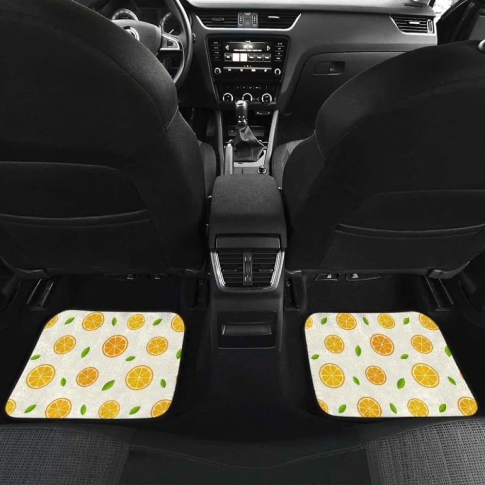 Oranges Leaves Pattern Front And Back Car Mats 174914 - YourCarButBetter