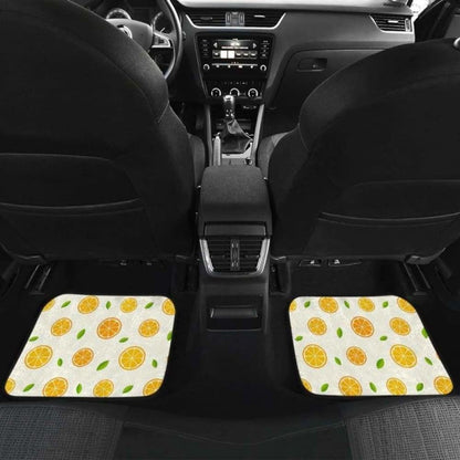 Oranges Leaves Pattern Front And Back Car Mats 174914 - YourCarButBetter