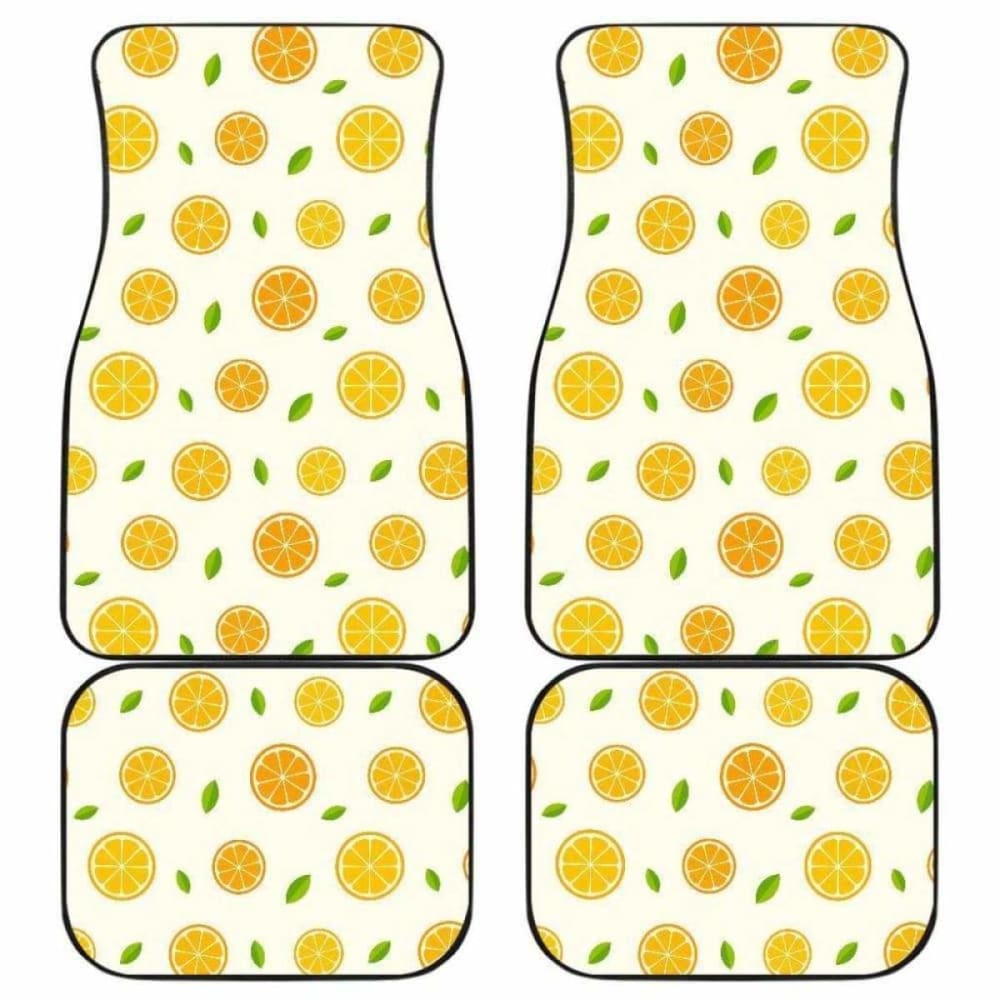 Oranges Leaves Pattern Front And Back Car Mats 174914 - YourCarButBetter