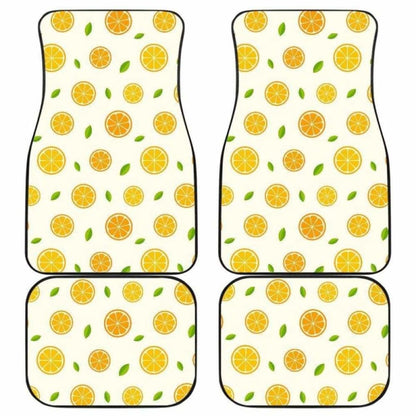 Oranges Leaves Pattern Front And Back Car Mats 174914 - YourCarButBetter
