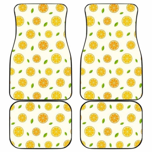 Oranges Leaves Pattern Front And Back Car Mats 174914 - YourCarButBetter