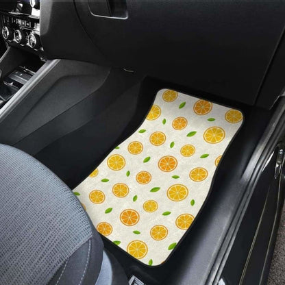 Oranges Leaves Pattern Front And Back Car Mats 174914 - YourCarButBetter