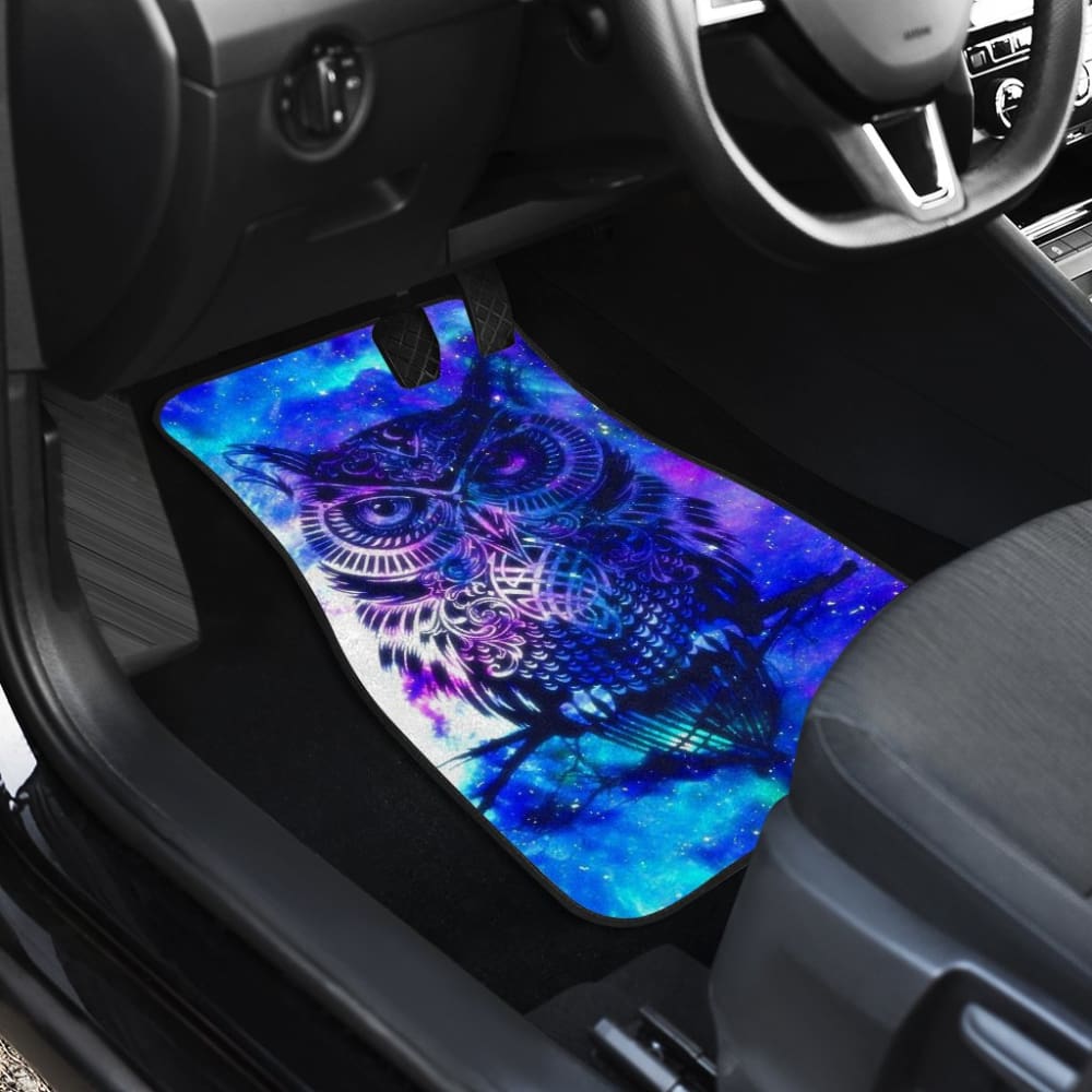 Owl Blue Background Art Design Car Floor Mats Animals Fantasy 210302 - YourCarButBetter