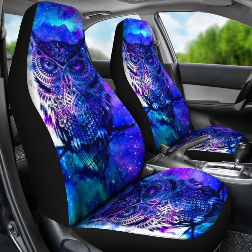 Owl Blue Background Art Design Car Seat Covers Animals Fantasy 210302 - YourCarButBetter