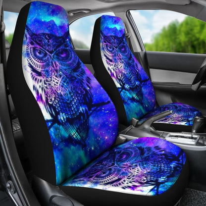 Owl Blue Background Art Design Car Seat Covers Animals Fantasy 210302 - YourCarButBetter