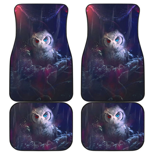 Owl Blue Red Eyes Art Design Car Floor Mats Animals Fantasy 210302 - YourCarButBetter