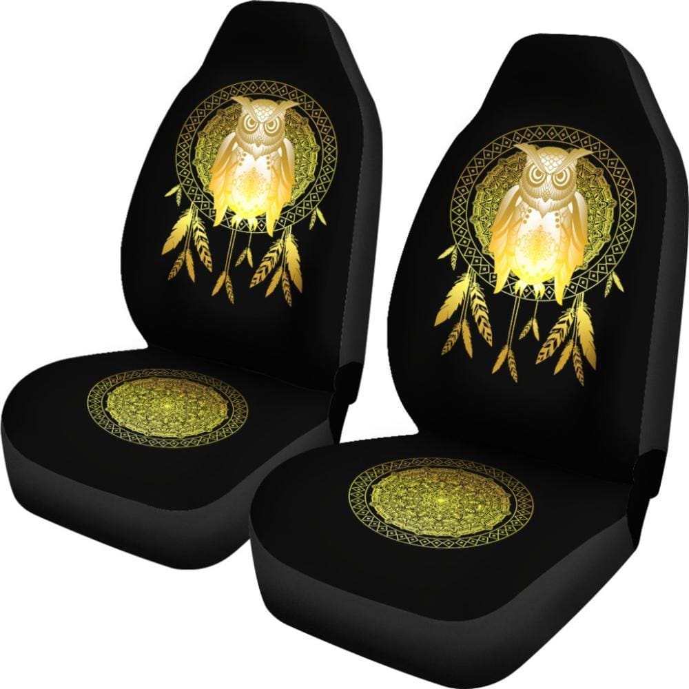 Owl Dream Catcher Gold - Owl Car Seat Covers 094209 - YourCarButBetter