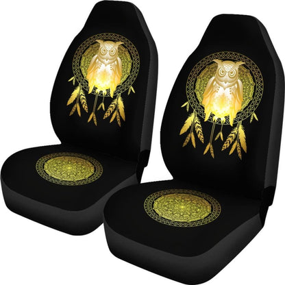 Owl Dream Catcher Gold - Owl Car Seat Covers 094209 - YourCarButBetter
