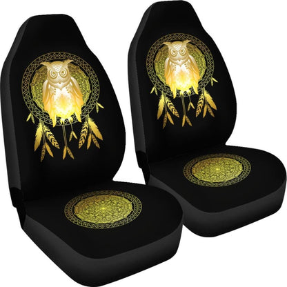 Owl Dream Catcher Gold - Owl Car Seat Covers 094209 - YourCarButBetter