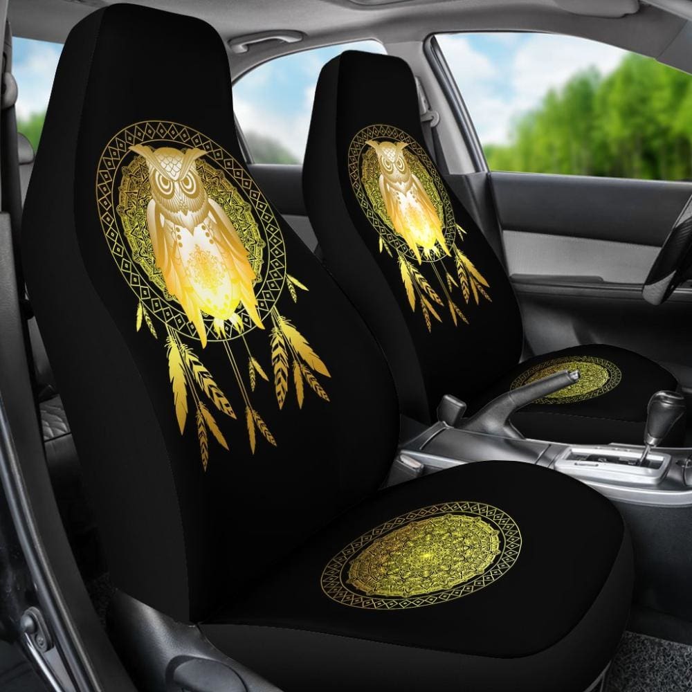 Owl Dream Catcher Gold - Owl Car Seat Covers 094209 - YourCarButBetter