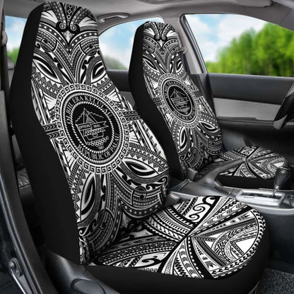 Palau Car Seat Cover - Palau Coat Of Arms Polynesian White Black 105905 - YourCarButBetter