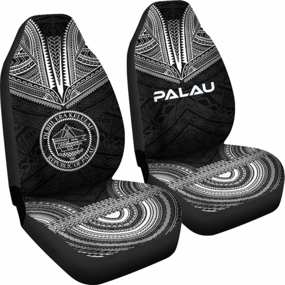 Palau Car Seat Cover - Palau Seal Polynesian Chief Tattoo Black Version - 10 174914 - YourCarButBetter