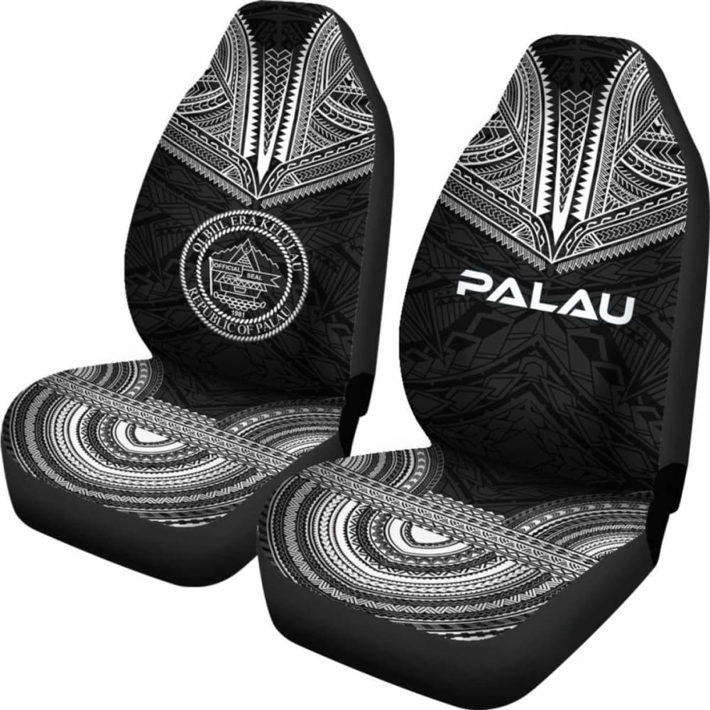Palau Car Seat Cover - Palau Seal Polynesian Chief Tattoo Black Version - 10 174914 - YourCarButBetter
