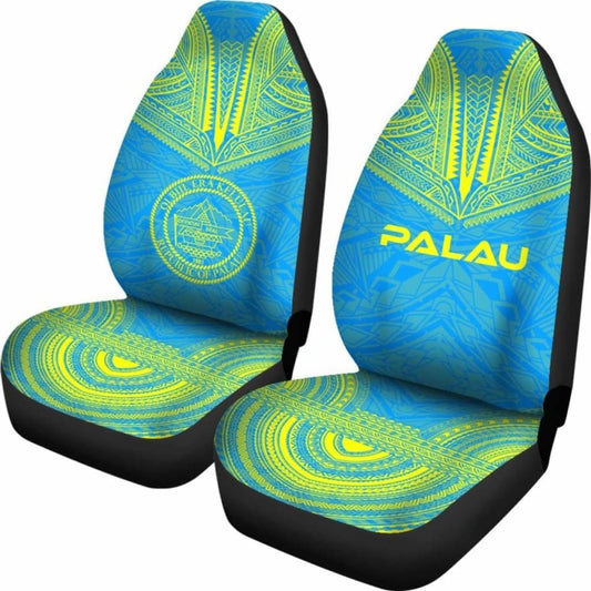 Palau Car Seat Cover - Palau Seal Polynesian Chief Tattoo Light Blue Version - 10 174914 - YourCarButBetter