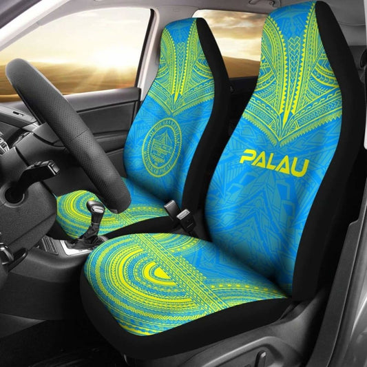 Palau Car Seat Cover - Palau Seal Polynesian Chief Tattoo Light Blue Version - 10 174914 - YourCarButBetter