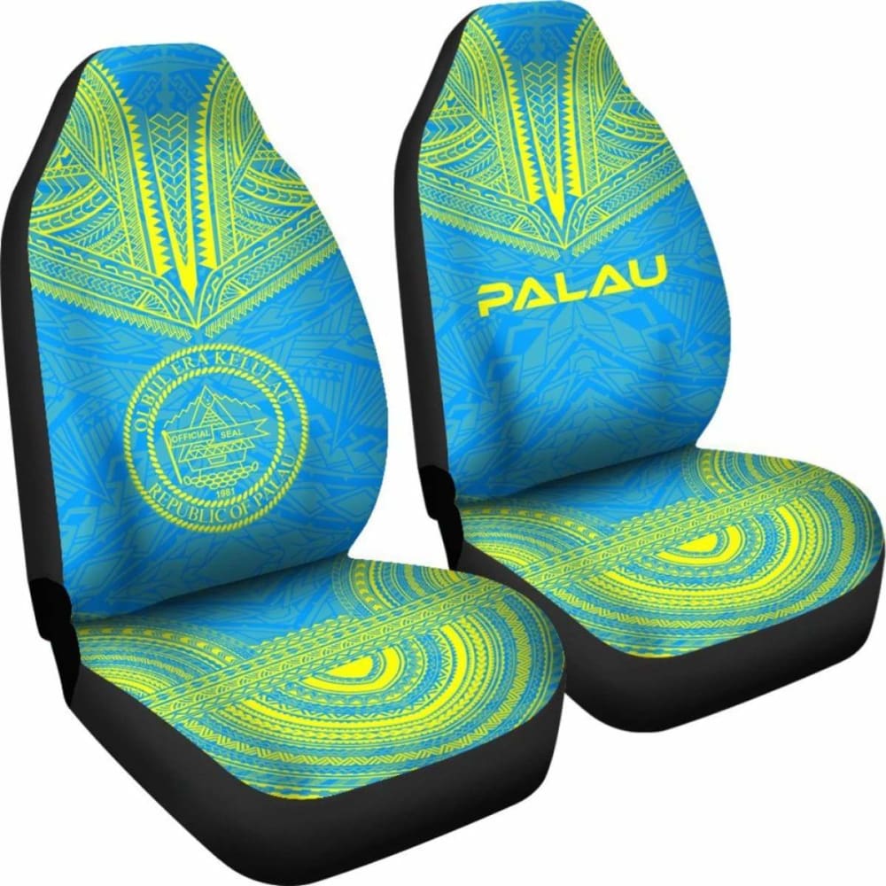 Palau Car Seat Cover - Palau Seal Polynesian Chief Tattoo Light Blue Version - 10 174914 - YourCarButBetter