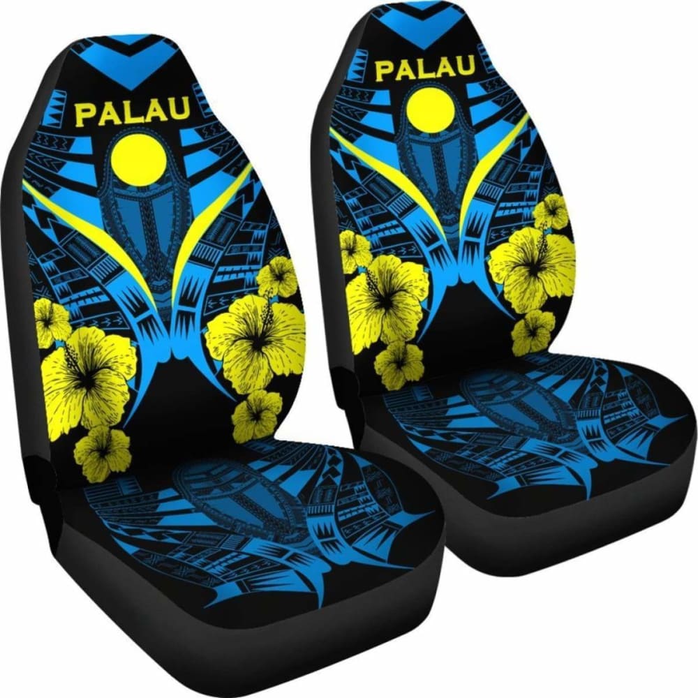 Palau Car Seat Covers - Palau Flag Hibiscus Polynesian Tattoo - 232125 - YourCarButBetter