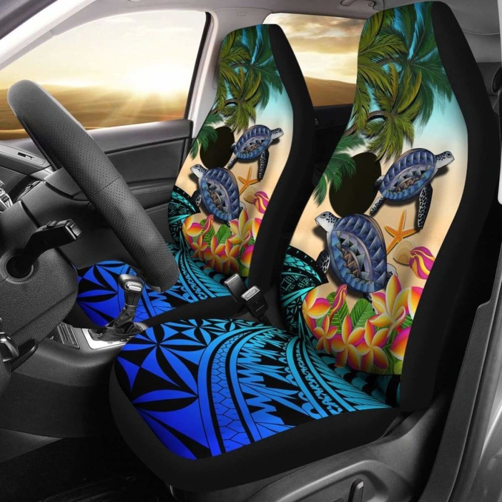 Palau Car Seat Covers - Polynesian Turtle Coconut Tree And Plumeria Amazing 091114 - YourCarButBetter