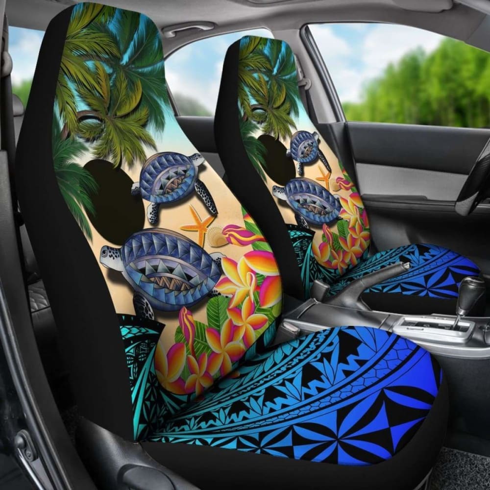 Palau Car Seat Covers - Polynesian Turtle Coconut Tree And Plumeria Amazing 091114 - YourCarButBetter