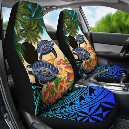 Palau Car Seat Covers - Polynesian Turtle Coconut Tree And Plumeria Amazing 091114 - YourCarButBetter