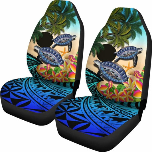 Palau Car Seat Covers - Polynesian Turtle Coconut Tree And Plumeria Amazing 091114 - YourCarButBetter