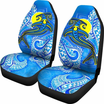 Palau Polynesian Car Seat Covers - Palau Flag With Polynesian Tattoo - 18 174914 - YourCarButBetter