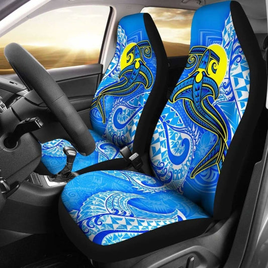 Palau Polynesian Car Seat Covers - Palau Flag With Polynesian Tattoo - 18 174914 - YourCarButBetter