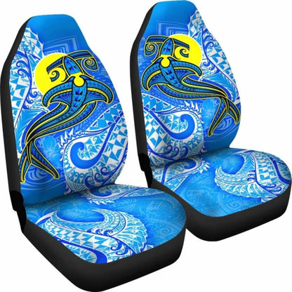 Palau Polynesian Car Seat Covers - Palau Flag With Polynesian Tattoo - 18 174914 - YourCarButBetter