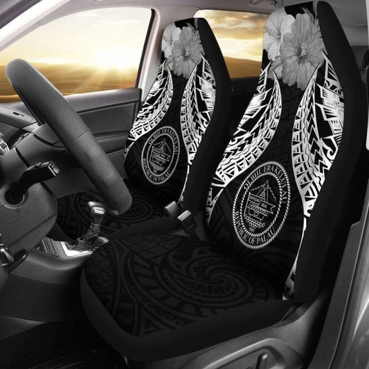 Palau Polynesian Car Seat Covers Pride Seal And Hibiscus Black - 232125 - YourCarButBetter