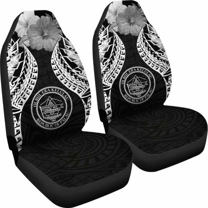 Palau Polynesian Car Seat Covers Pride Seal And Hibiscus Black - 232125 - YourCarButBetter
