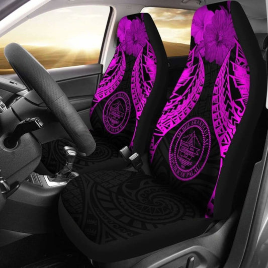 Palau Polynesian Car Seat Covers Pride Seal And Hibiscus Pink - 232125 - YourCarButBetter