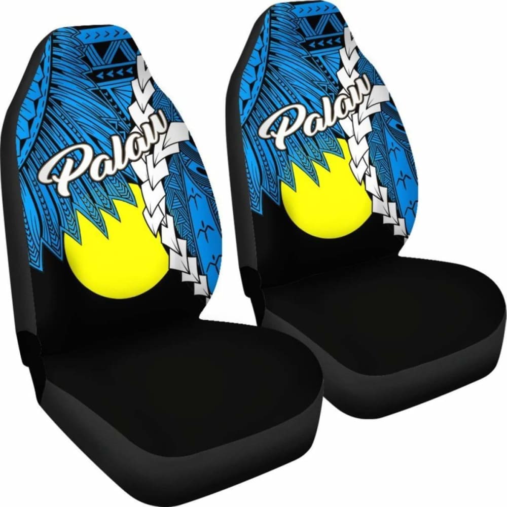 Palau Polynesian Car Seat Covers - Tribal Wave Tattoo Flag Style - 174914 - YourCarButBetter