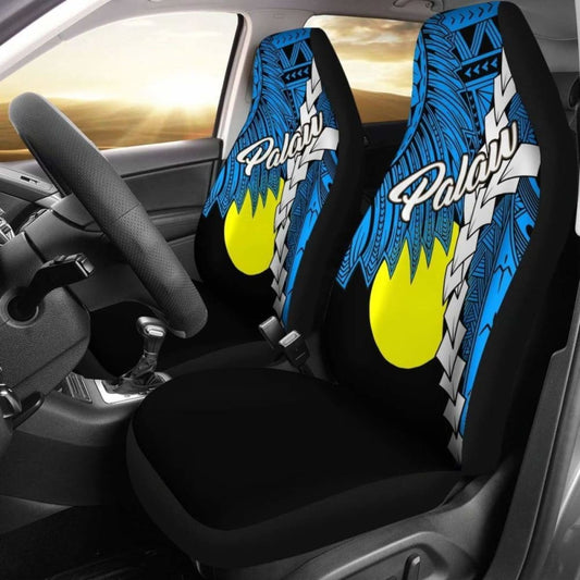 Palau Polynesian Car Seat Covers - Tribal Wave Tattoo Flag Style - 174914 - YourCarButBetter