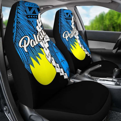 Palau Polynesian Car Seat Covers - Tribal Wave Tattoo Flag Style - 174914 - YourCarButBetter