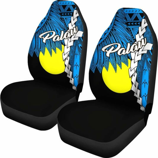 Palau Polynesian Car Seat Covers - Tribal Wave Tattoo Flag Style - 174914 - YourCarButBetter