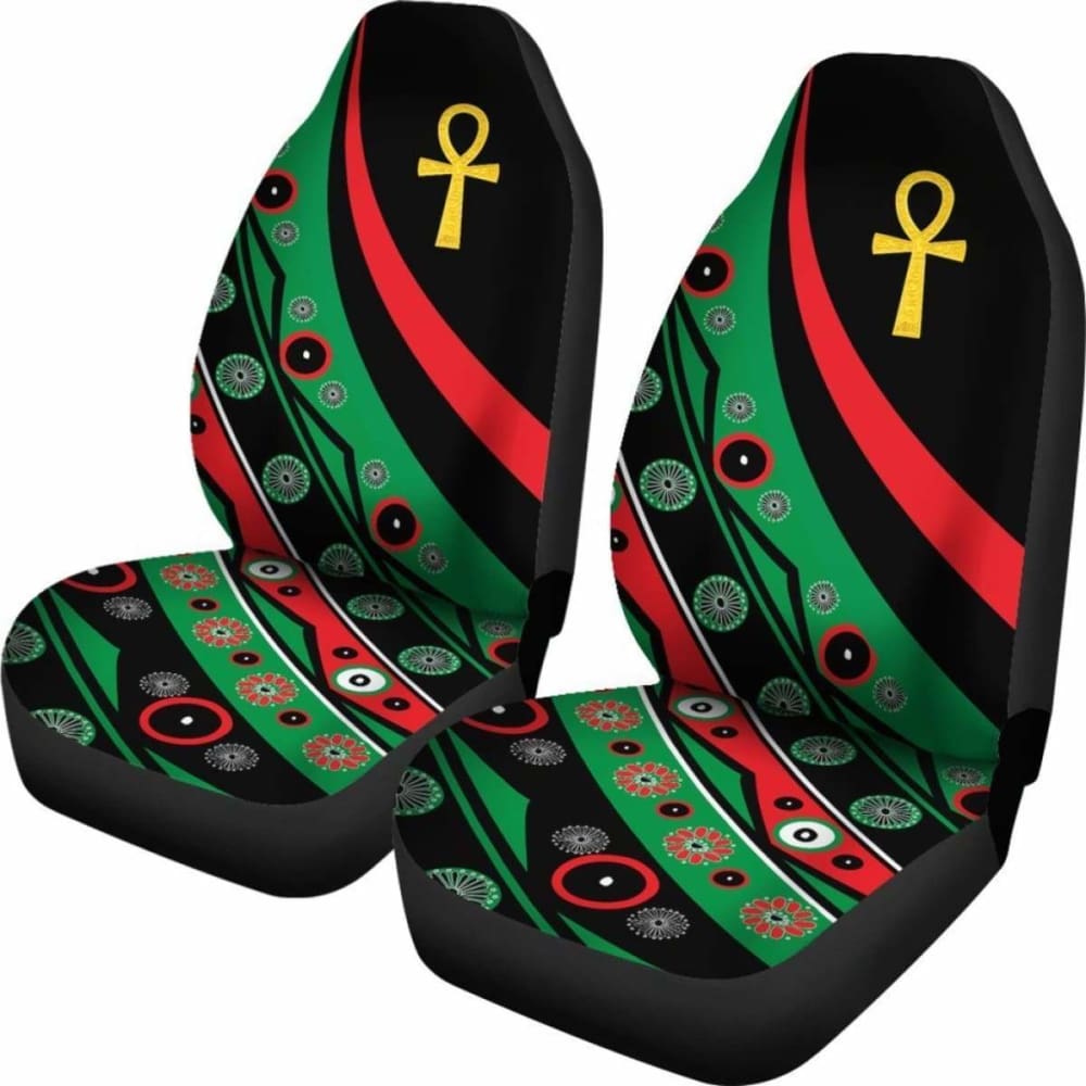 Pan African Car Seat Covers - Ankh Wirh Pan-Africanism Flag - 153908 - YourCarButBetter