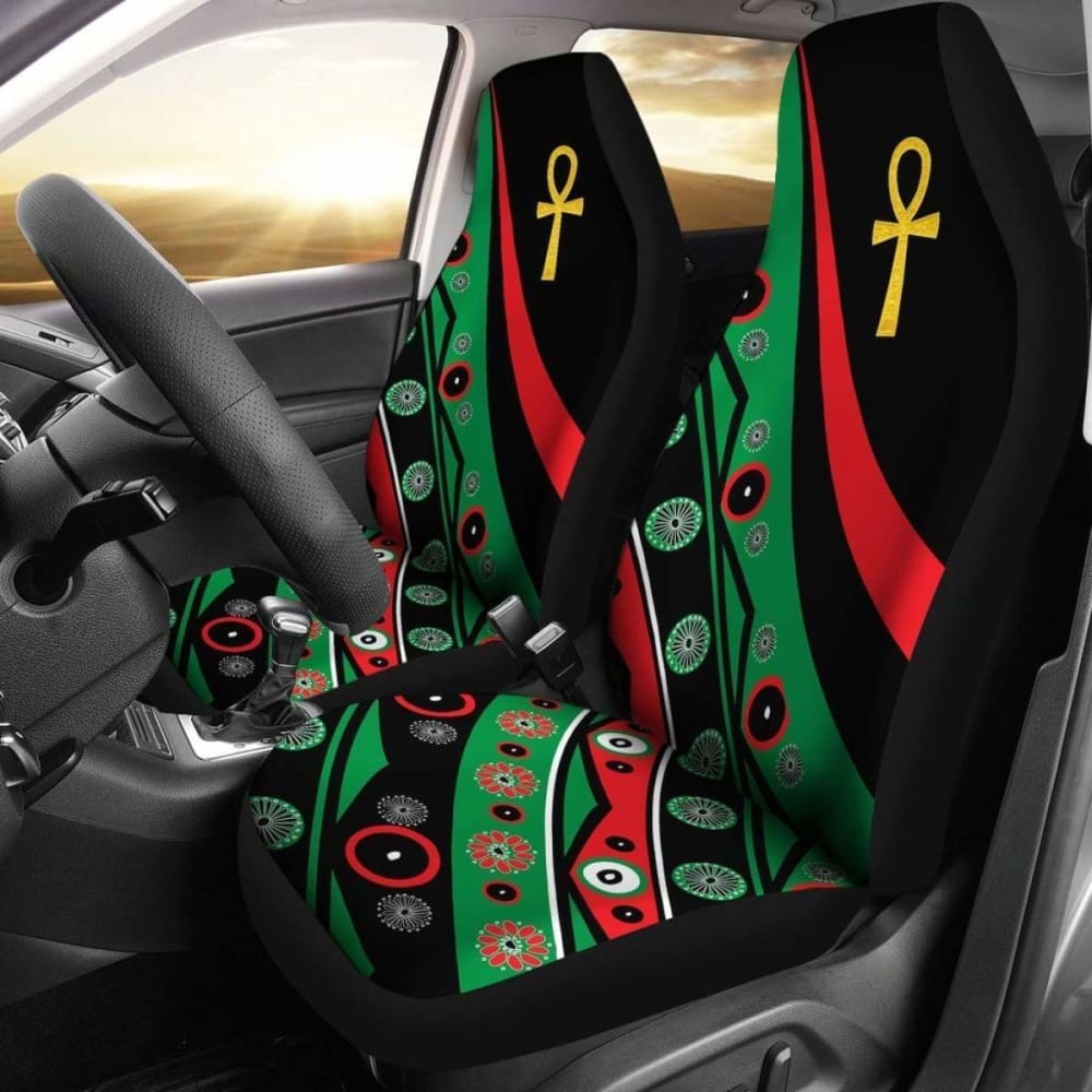 Pan African Car Seat Covers - Ankh Wirh Pan-Africanism Flag - 153908 - YourCarButBetter